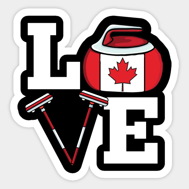 Canada Curling Broom Winter Ice Sports Canadian Flag Curling Curling Sticker Teepublic